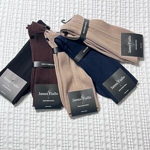 James Fiallo Men’s Dress Socks Ribbed Crew Size 10–13 New , 5 Pairs